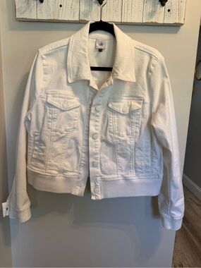 CAbi Everyday Jacket #6469 White Cotton Denim Jacket with Button-Front